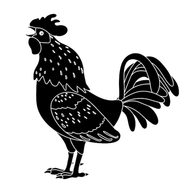 Haan silhouet icoon Cockerel als symbool of mascotte voor kinderboeken modevormgeving en ansichtkaarten met letters