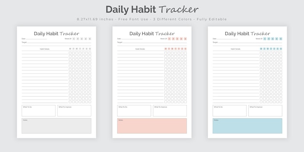 ベクトル 習慣トラッカーと毎日の習慣プランナージャーナルログブックインテリアテンプレート