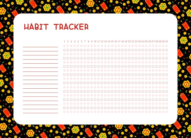 Vector habit tracker for month. planner page. daily achievements planning. assignments blank timetable