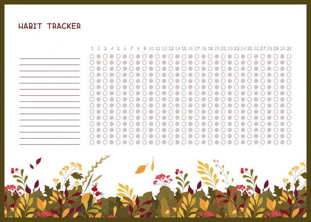 Habit tracker for month template