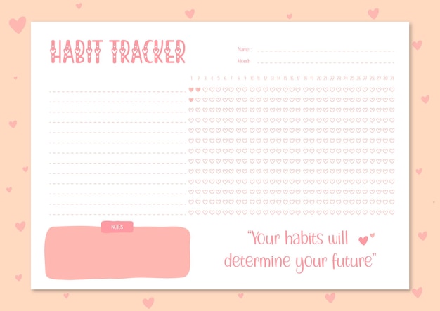 habit tracker for the month