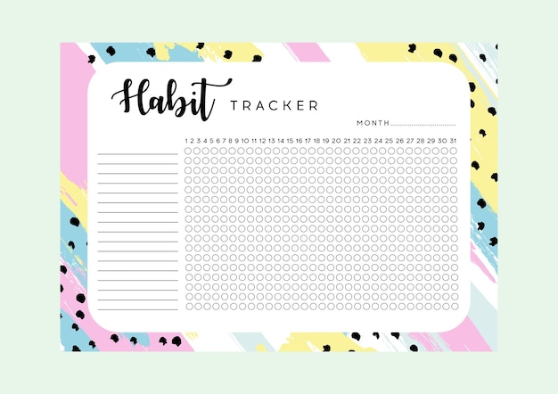Habit tracker monthly planner habit tracker blank template monthly planer vector illustration