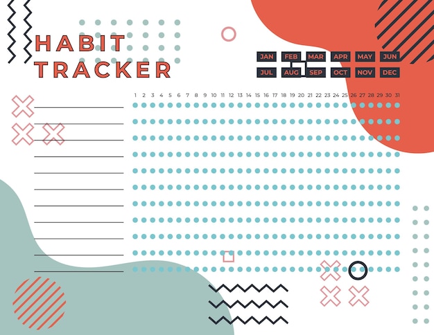 Habit Tracker 월간 플래너 습관 추적기 템플릿