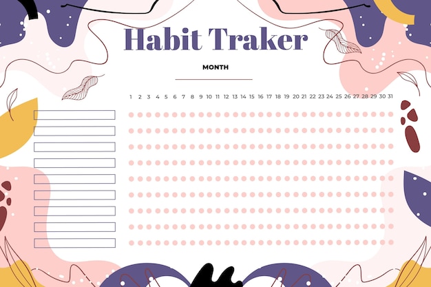 Habit tracker template abstract shapes