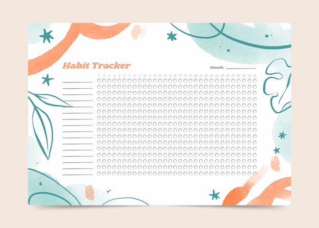 ベクトル 葉のある習慣トラッカーテンプレート