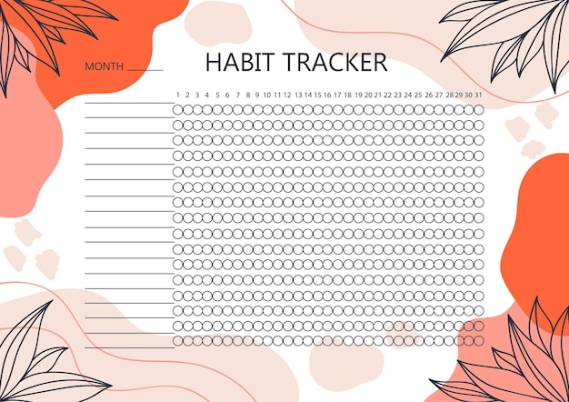 Vector habit tracker template