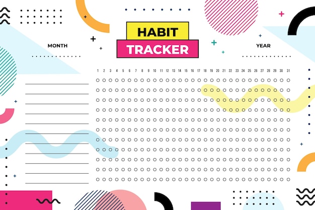 Vector habit tracker template