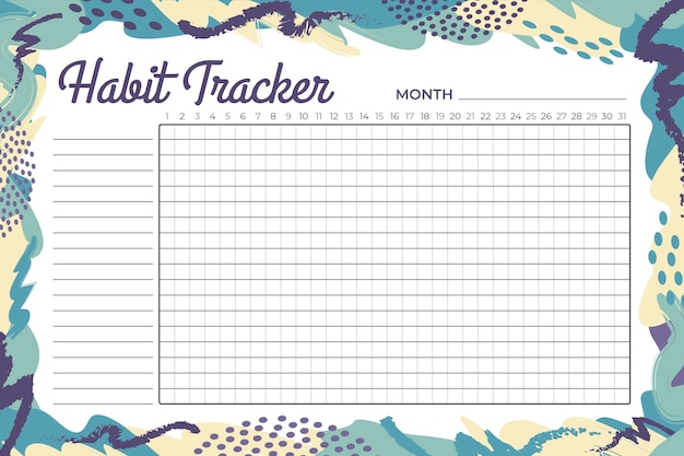 Vector habit tracker template