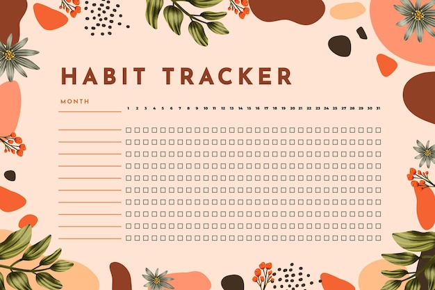 Vector habit tracker template