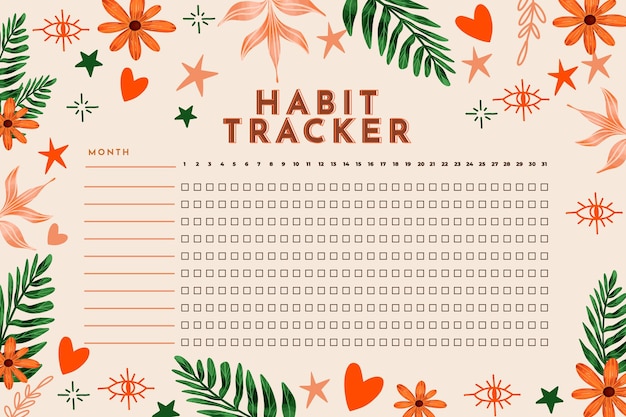 Vector habit tracker template