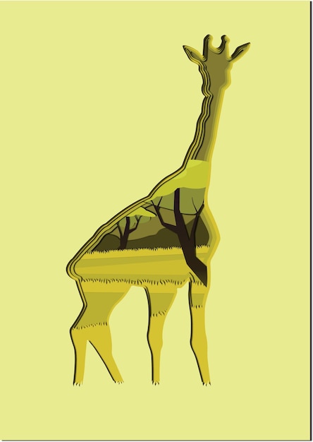 Vector habitat of the giraffe using the pepper cut technique