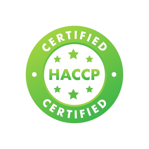 흰색 배경 벡터 재고 일러스트 레이 션에 HACCP 인증 아이콘