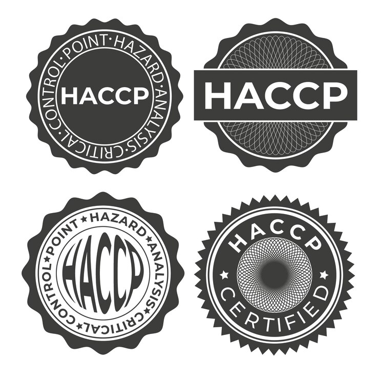 Вектор печать haccp. значок критических контрольных точек анализа опасностей. векторный шаблон.
