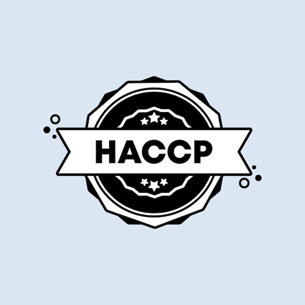 HACCPスタンプ。ベクター。 HACCPバッジアイコン。認定バッジロゴ。スタンプテンプレート。ラベル、ステッカー、アイコン。ベクトルEPS10。白い背景で隔離。