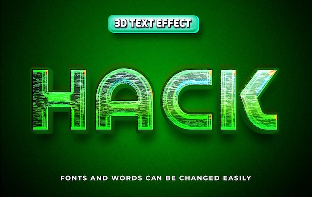 Hack computer 3d editable text effect style