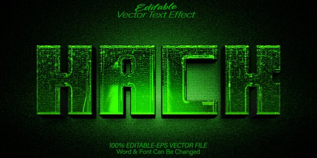 hack vector text effect editable alphabet hacker green cyber virus network internet