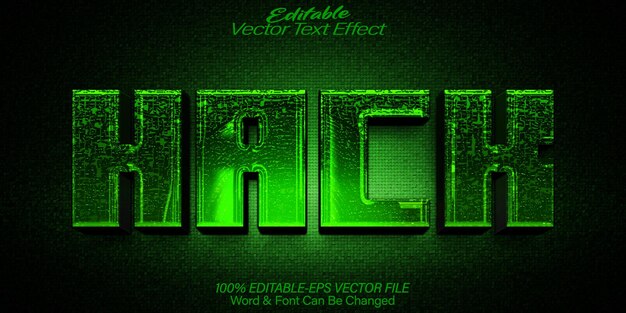 Vettore hack vector text effect editable alphabet hacker green cyber virus network internet (effetto testo vettoriale modificabile)