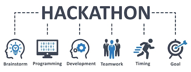 Hackathon infographic sjabloonontwerp met pictogrammen vector illustratie bedrijfsconcept