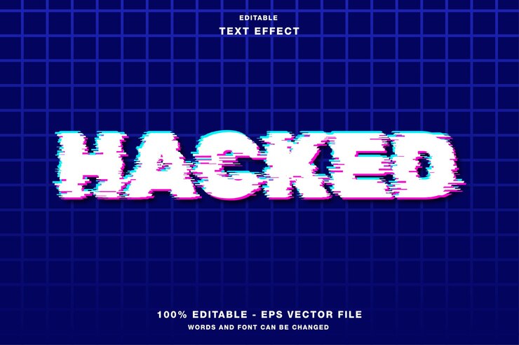 Vector hacked glitch neon editable text effect