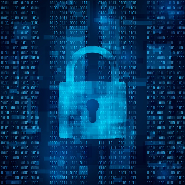 ハッカー攻撃のロックアウト。ハッキングからのデータ保護。ウイルス対策ソフト。サイバーセキュリティ。データ暗号化