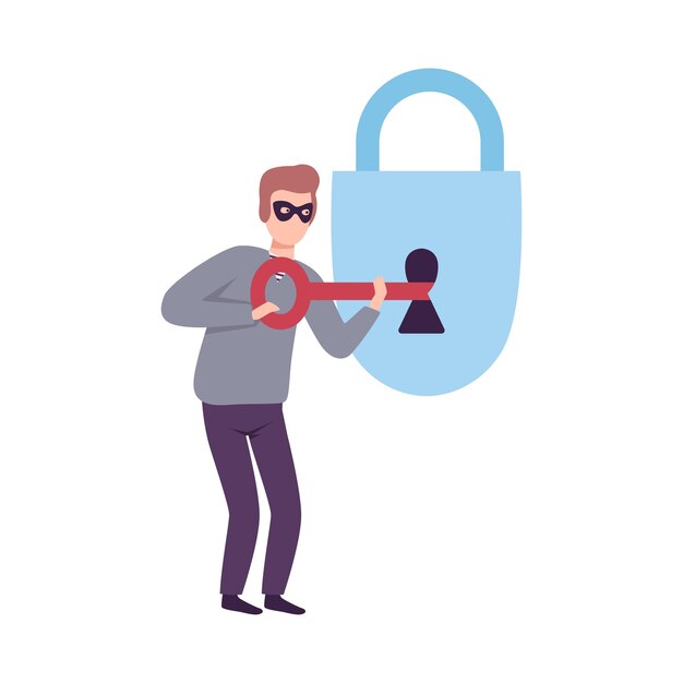 Hacker die wachtwoord steelt cyber internet beveiliging computer aanval vector illustratie