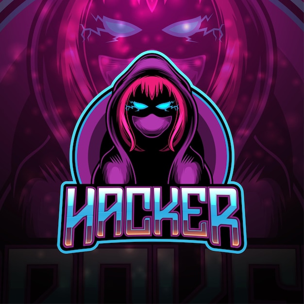 Hacker esport mascotte logo ontwerp