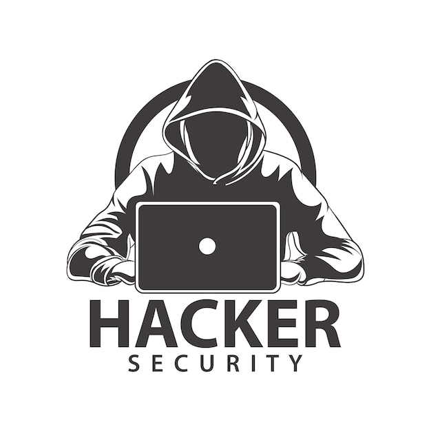 Concetto di logo della tecnologia di sicurezza informatica di hacker internet