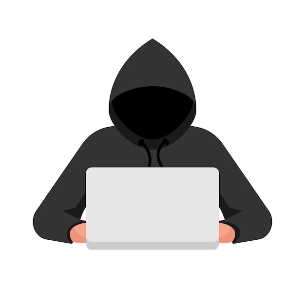 Хакер на ноутбуке Безопасность личных данных Компьютерная безопасность Преступление в Интернете