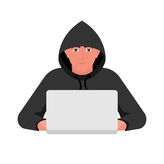 Хакер на ноутбуке Безопасность личных данных Компьютерная безопасность Преступление в Интернете