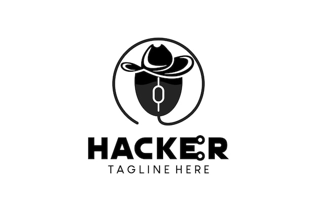 Hacker logo vector illustration design with creative computer mouse face