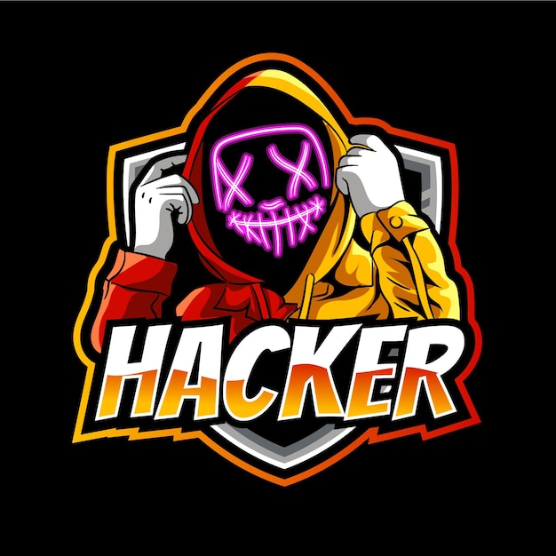 Hacker-mascotteillustratie voor sport- en esports-logo