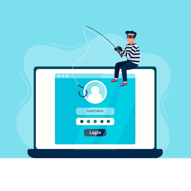 Conto di phishing di hacker illustrato