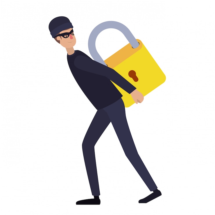 Vector hacker stealing information avatar character