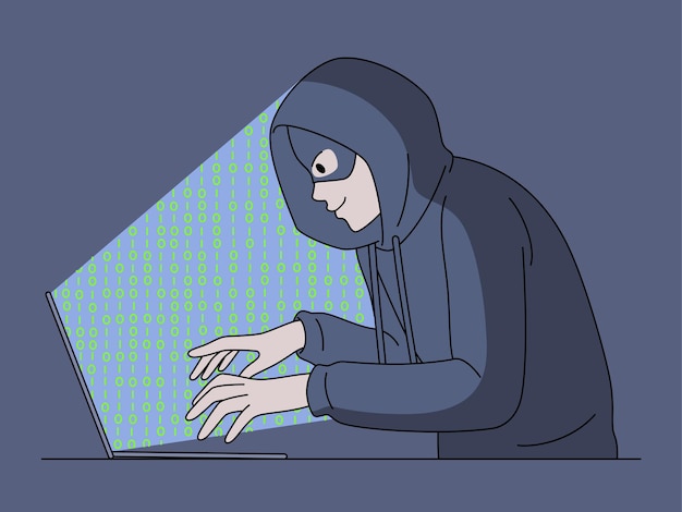 Hacker che ruba informazioni dal computer