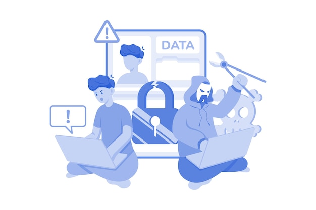 Hacker stealing user data Illustration concept on white background