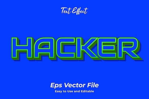 해커 텍스트 효과 편집 가능하고 사용하기 쉬운 프리미엄 벡터