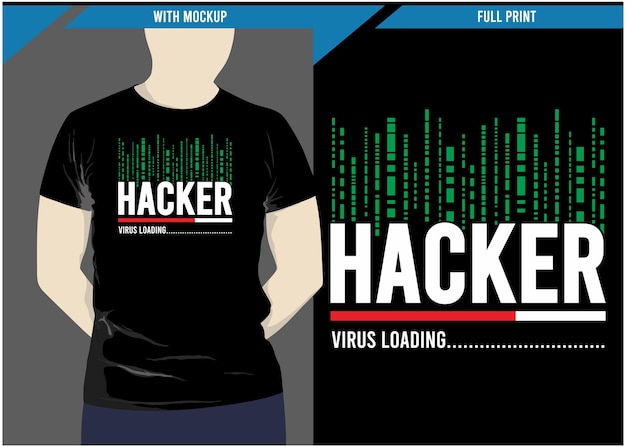 인쇄용 해커 타이포그래피 티셔츠 디자인