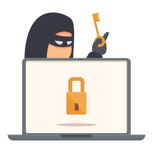 hacker unlock icon cartoon vector cyber attack online security