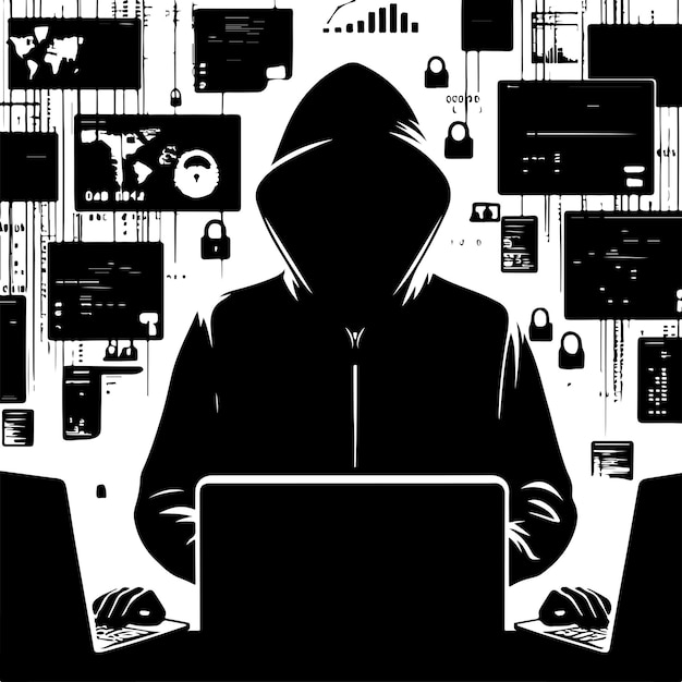 Vector hacker vector silhouet illustratie