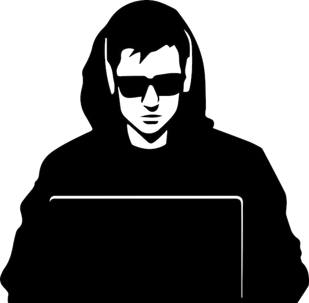 Vettore illustrazione 2 della silhouette vettoriale dell'hacker