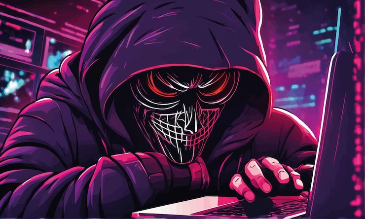 Vector hacker with cyber security concept hacker with cyber security concept cyber hacker hacker with a hac