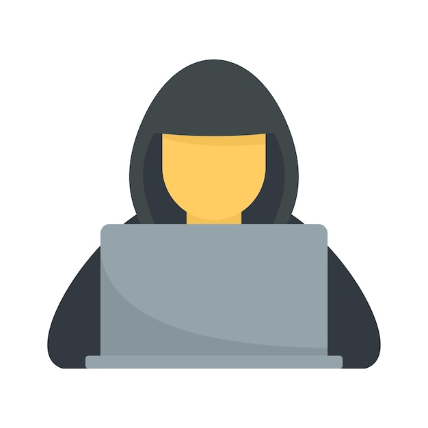 Vector hacker with hood icon flat illustration of hacker with hood vector icon isolated on white background