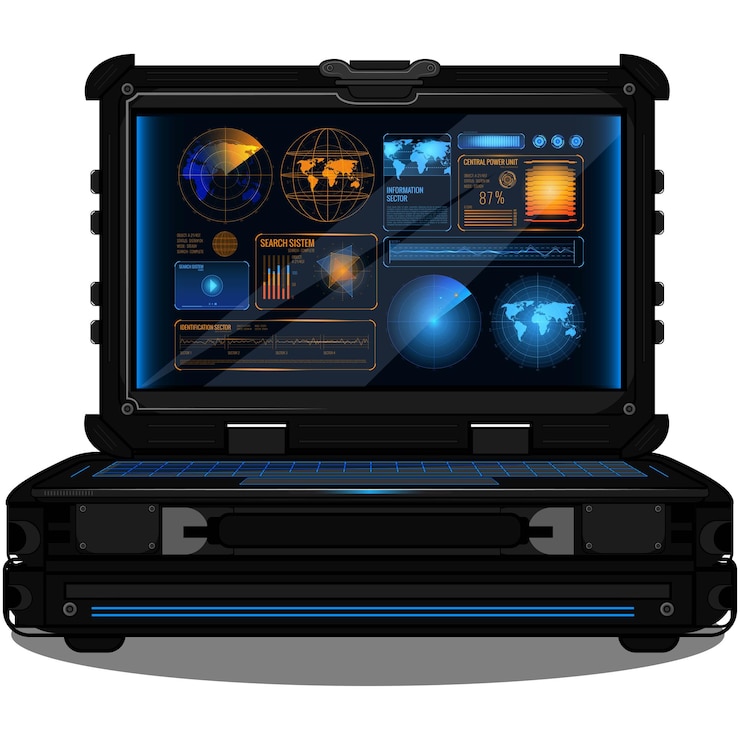 Vector hacking protection laptop vector cyber security system illustration