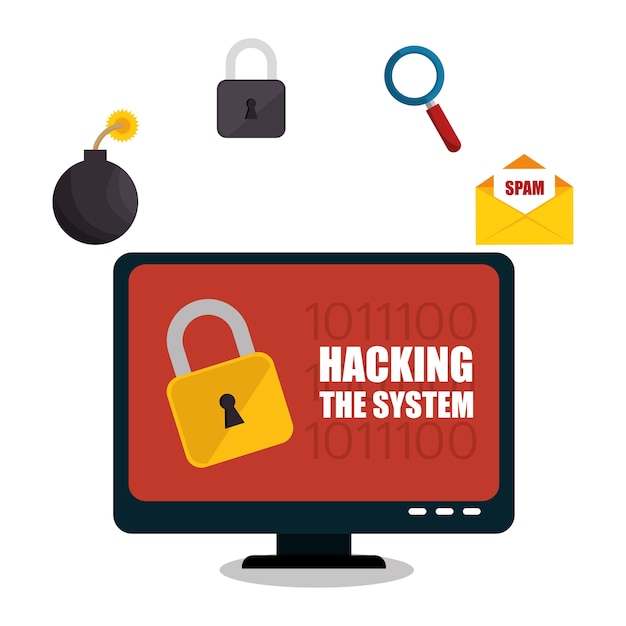 Hacking the system concept icons
