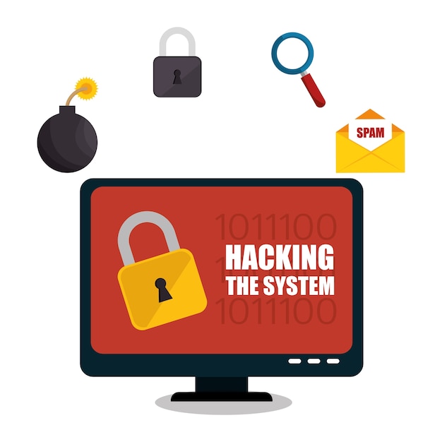 hacking the system concept icons 