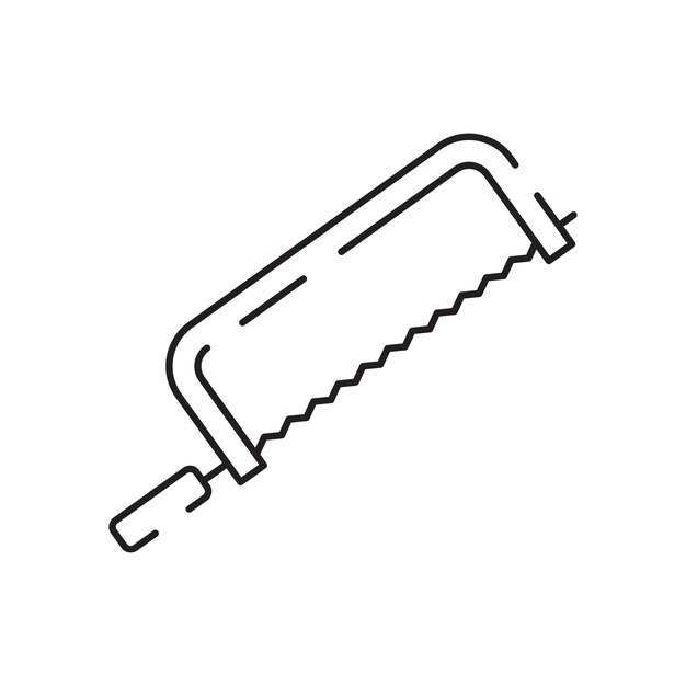 Hacksaw vector line icons of construction tool business for modern concepts