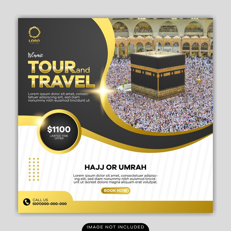 Hadj en umrah voor postsjabloon voor sociale media