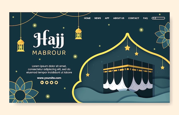 Hadj of Umrah Mabroor Landing Page Template Social Media Flat Cartoon achtergrond afbeelding