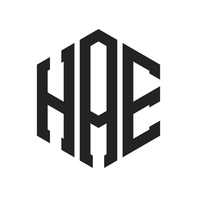HAE ロゴ デザイン イニシャルレター HAE モノグラム 六角形を用いたロゴ