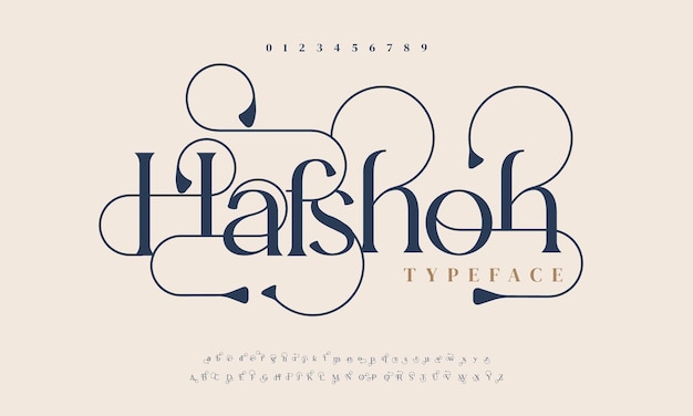 Vector hafshoh abstract simple fashion wedding alphabet elegant ligature typography typeface design